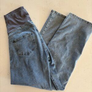 POSHGLAM Women's Maternity Boyfriend Jeans Over Belly Stretch Comfy, Maternity M